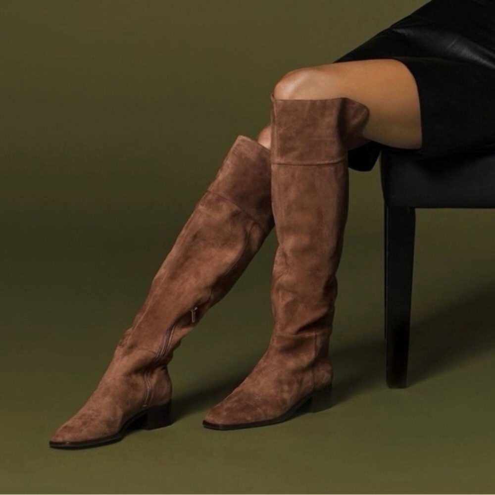 Antonio Melani Rilee Brown Suede‎ Over The Knee Tall Dress Boots